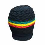 Bonnet à Dreads avec Visière Noir à Bandes Rasta Taille Unique
