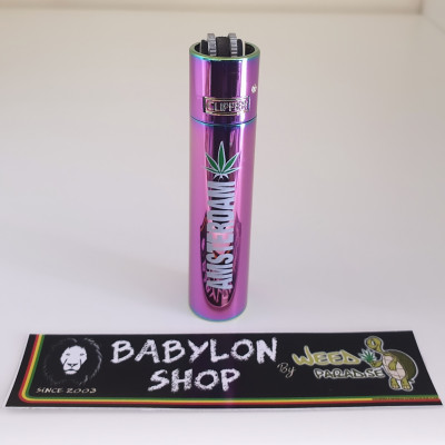 Briquet Clipper Métal Amsterdam Leaf Rainbow
